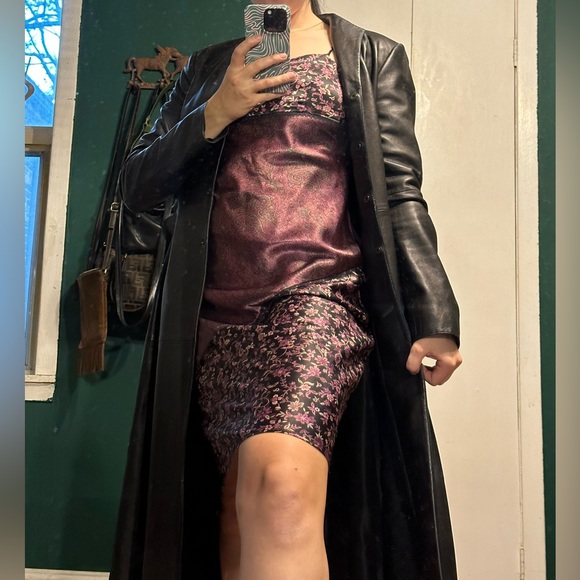 Excellent Condition Vintage 100% Lambskin Leather Long Jacket Trench Coat - Picture 15 of 16